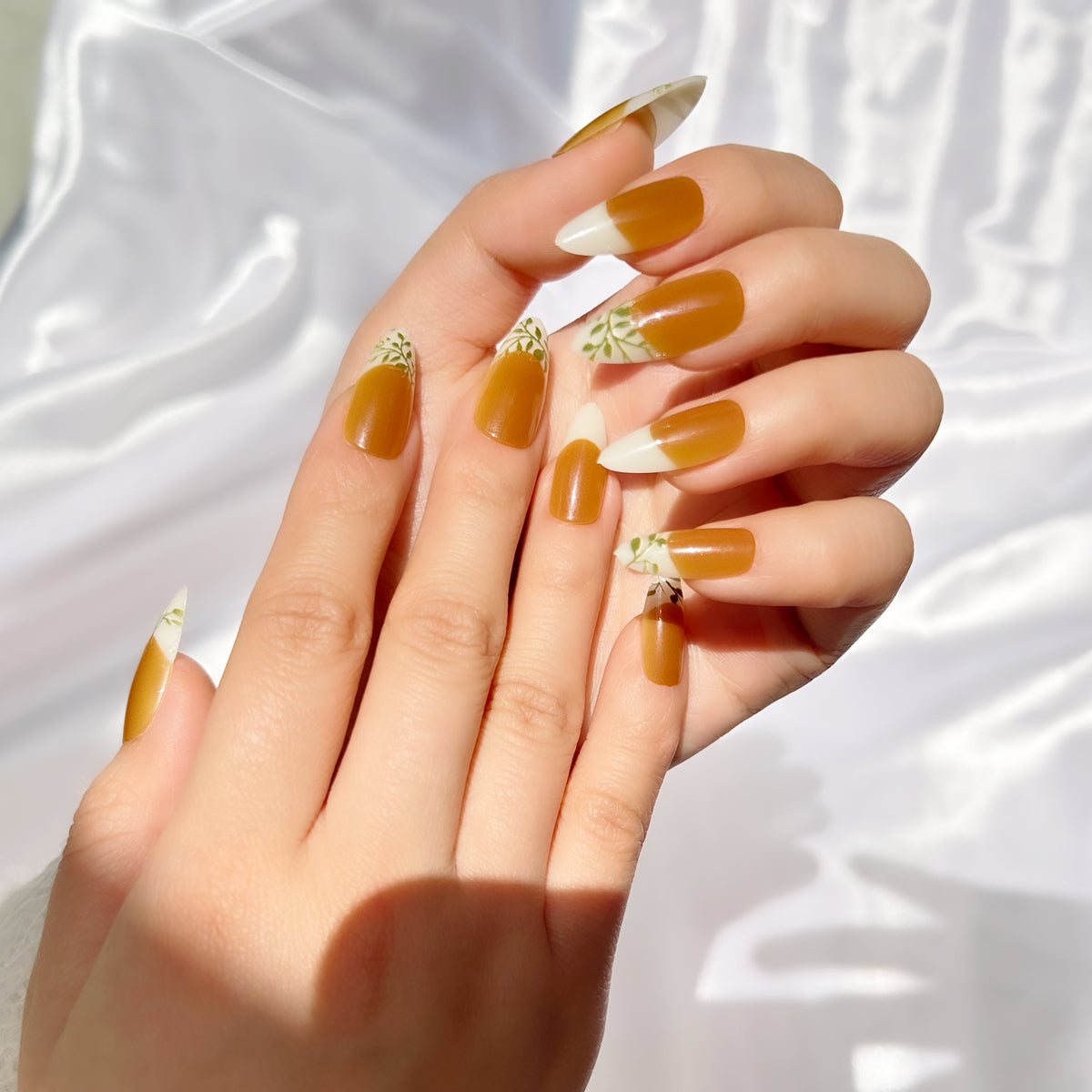 OPOOLA Almond Press on Nails Medium,OPOOLA Rainbow Jelly Soft Gel Fake Nails for Women Fit Natural,  Stick on Nails Reusable, 24pcs False Nails with Design Glue Art Kit