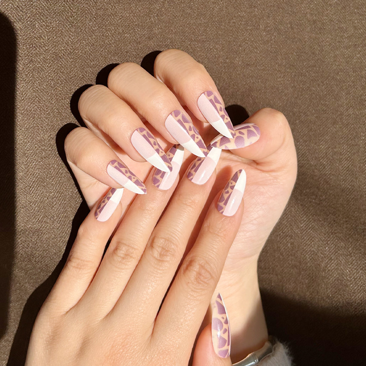 OPOOLA Almond Press on Nails Medium,OPOOLA Rainbow Jelly Soft Gel Fake Nails for Women Fit Natural,  Stick on Nails Reusable, 24pcs False Nails with Design Glue Art Kit