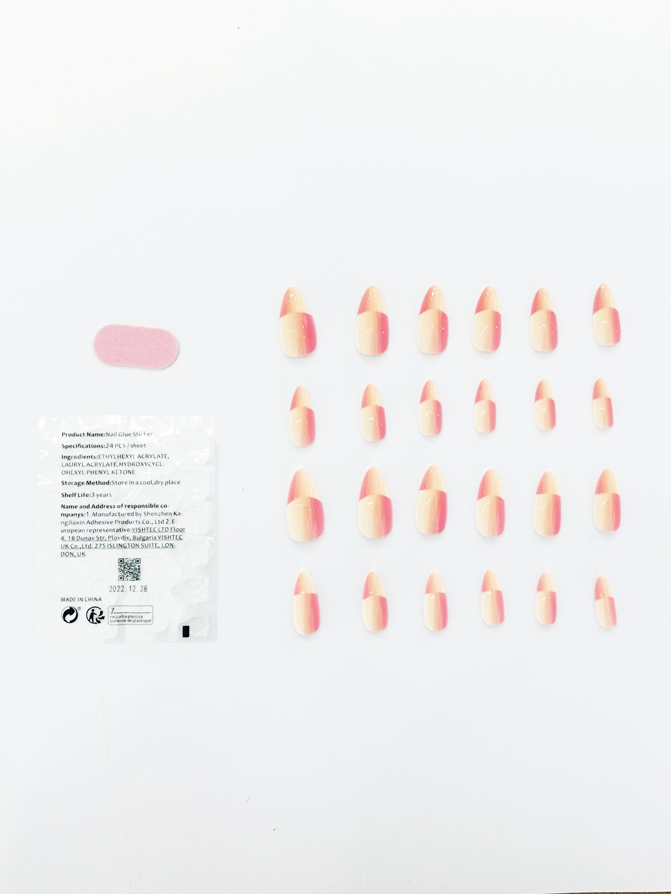 OPOOLA Almond Press on Nails Medium,OPOOLA Rainbow Jelly Soft Gel Fake Nails for Women Fit Natural,  Stick on Nails Reusable, 24pcs False Nails with Design Glue Art Kit