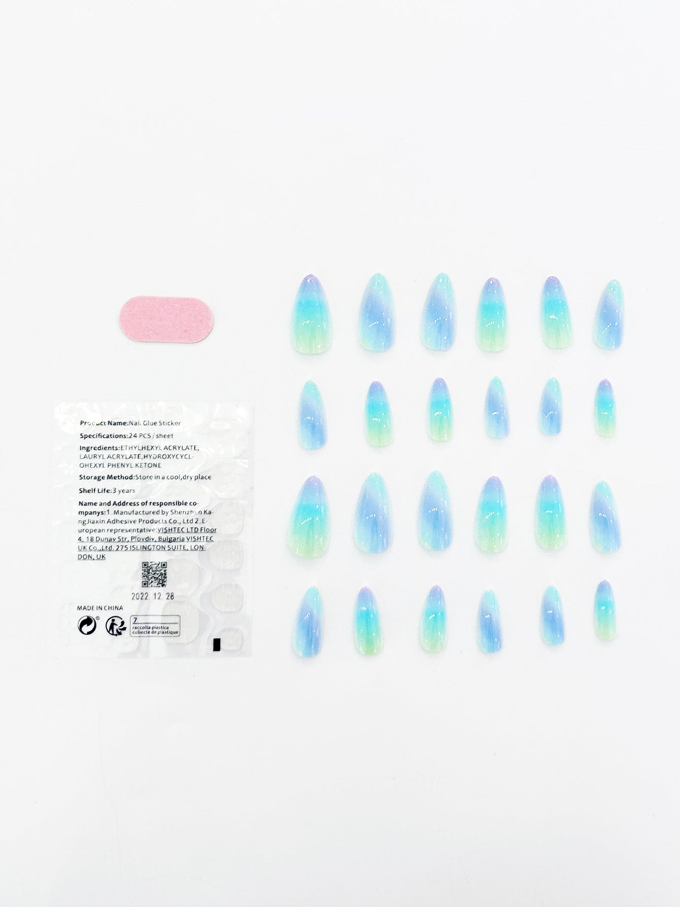 OPOOLA Almond Press on Nails Medium,OPOOLA Rainbow Jelly Soft Gel Fake Nails for Women Fit Natural,  Stick on Nails Reusable, 24pcs False Nails with Design Glue Art Kit