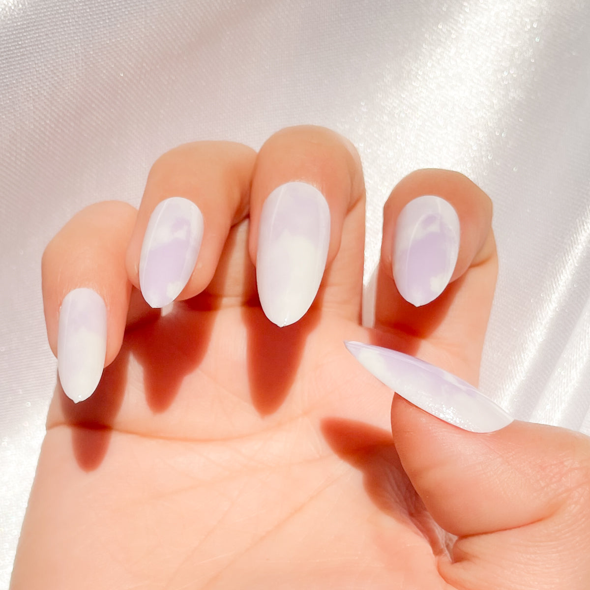 OPOOLA Almond Press on Nails Medium,OPOOLA Rainbow Jelly Soft Gel Fake Nails for Women Fit Natural,  Stick on Nails Reusable, 24pcs False Nails with Design Glue Art Kit