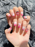 OPOOLA 24 pcs Short Square Shape Halloween Evil Ghost Soft Gel Fake Press On Nails with Jelly Glue&Nail Buffer
